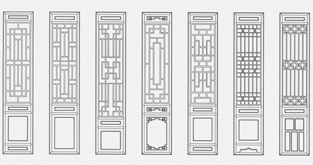 喀什常用中式仿古花窗图案隔断设计图